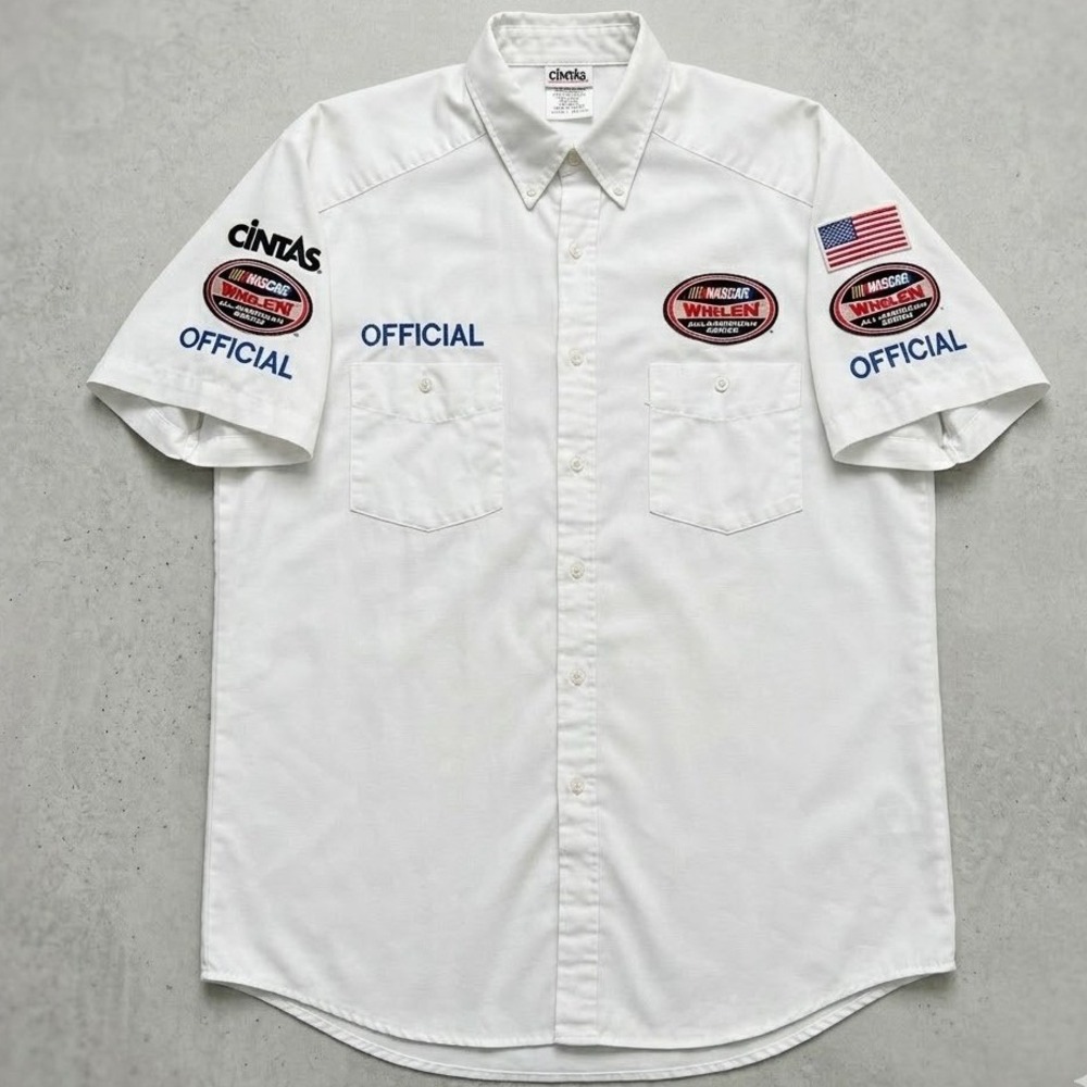 NASCAR Whelen All-American Series Official Pit Crew Shirt White Men L Cintas